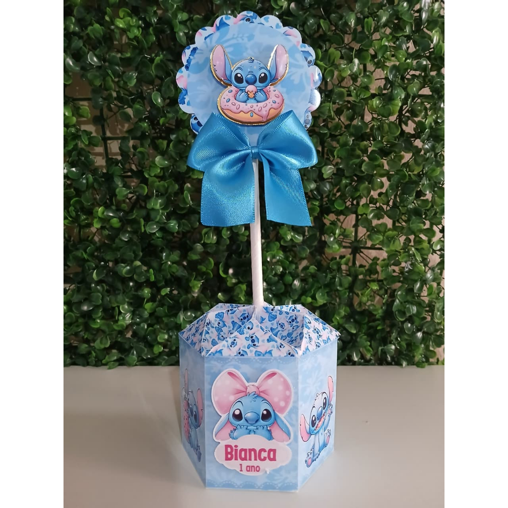 Kit 10 centro de mesa Stitch e Angel - Lembrancinha Personalizadas - Aniversário - Pegue e Monte