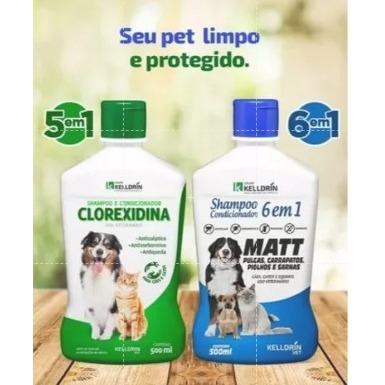 Kit Shampoo e Condicionador Kelldrin 1 Matt 6 em e 1 Clorexidina 5 em 1