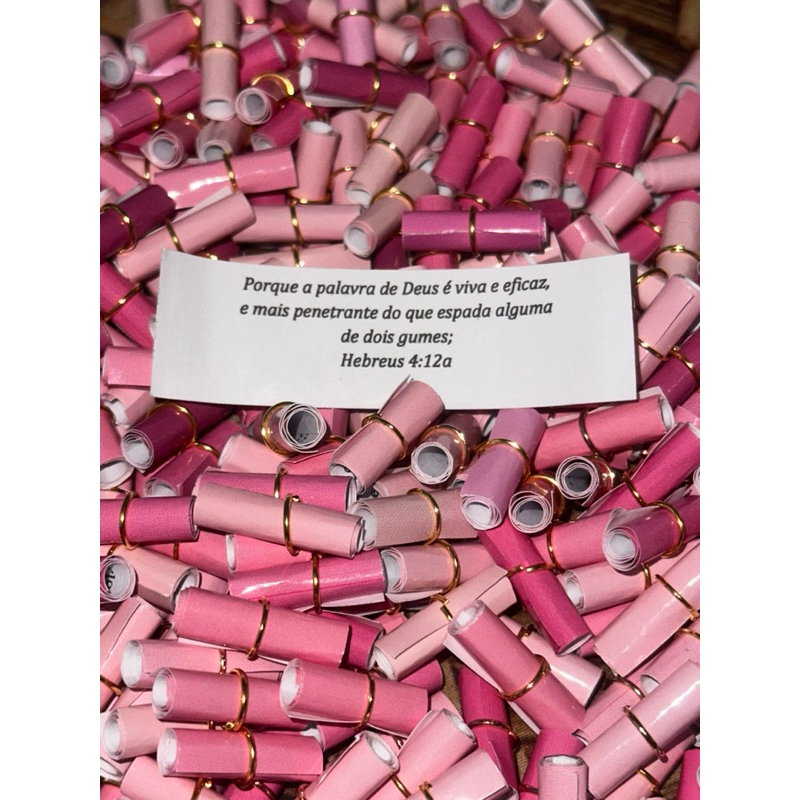 REFIL VERSICULOS BIBLICOS /ENROLADINHOS/ TONS DE ROSA SORTIDOS 100 un.