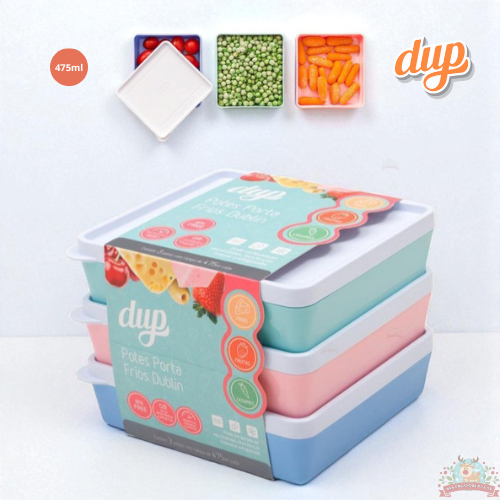 Kit 03 Potes Herméticos Dublin Color 475ml BPA FREE, Microondas, Porta Frios Dup
