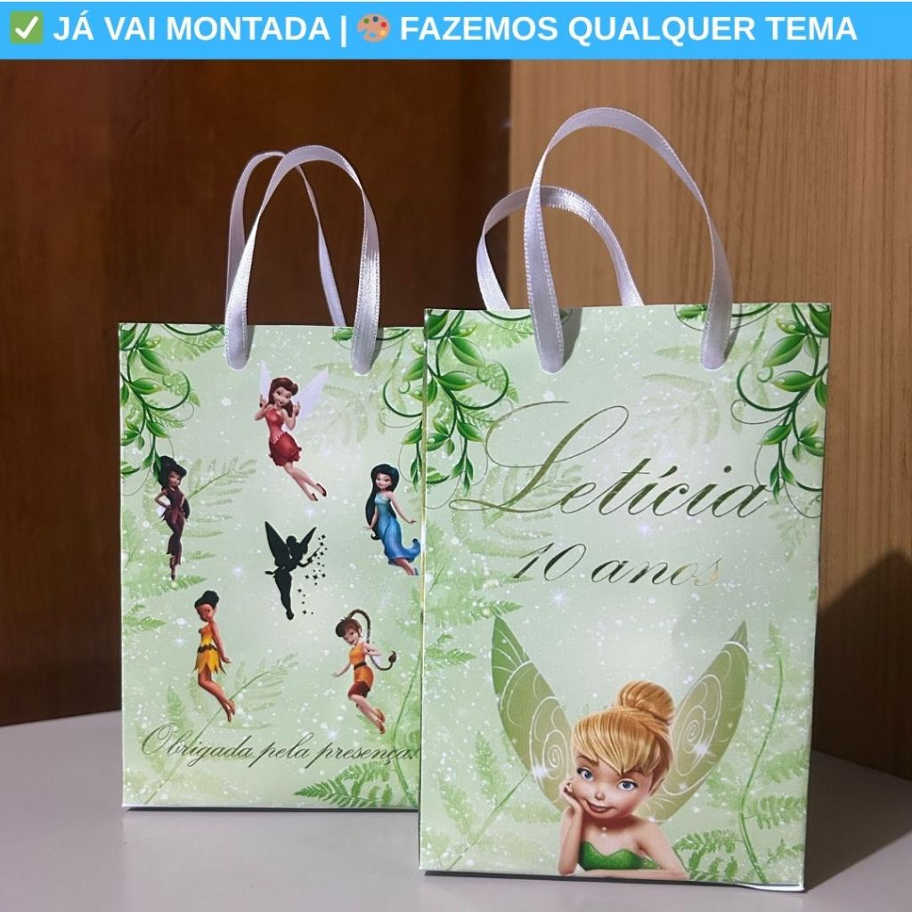 Sacolinha Surpresa Personalizada Tinker Bell Sininho Tema Festa Infantil | Lembrancinha Aniversário