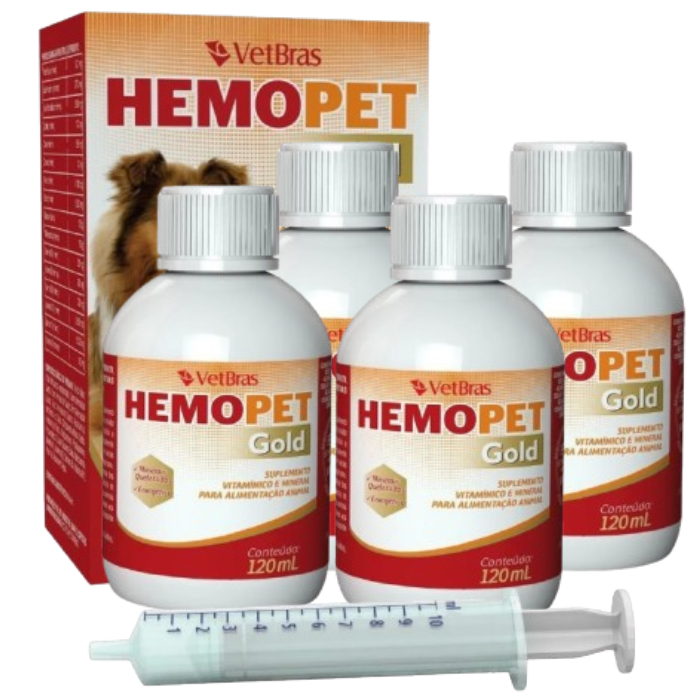 4 Unidades Hemopet Gold Suplemento Vitamínico 120ml Vetbrás