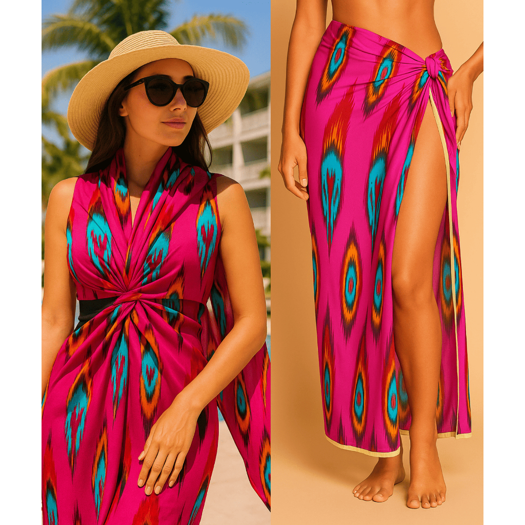 Lenço Feminino Tule Estampado | Elegante e Versátil | Lenço Canga Resort Praia