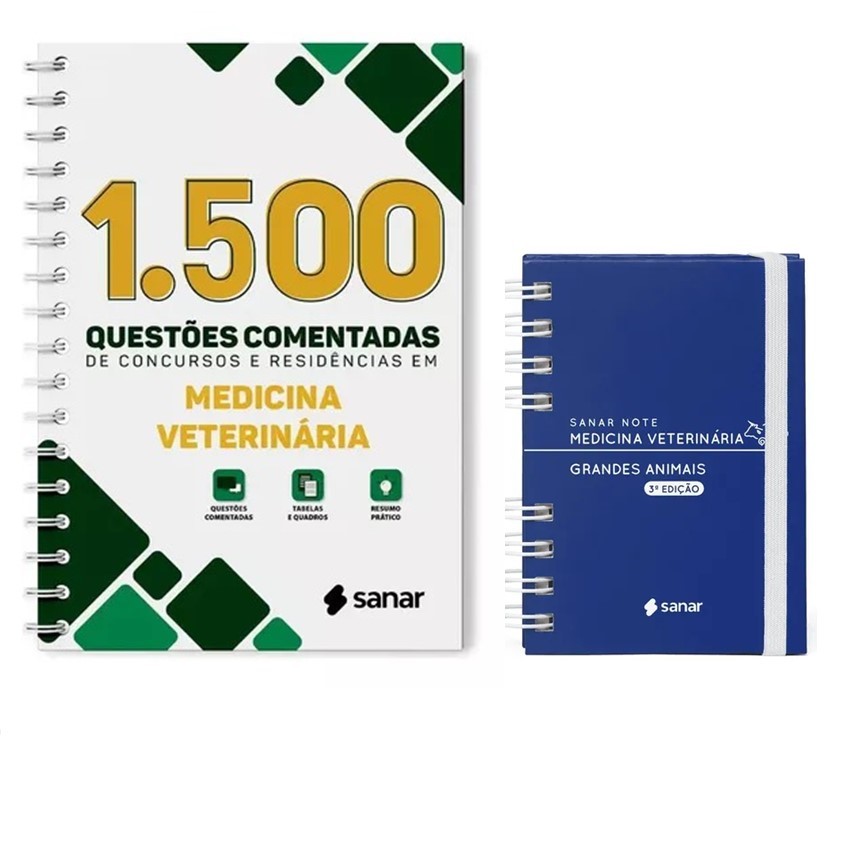 Livro Concurso Publico Veterinaria 1500 Questões + Sanar Note Granders Animais
