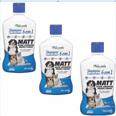 kit com 3 Unidades Shampoo e Condicionador 6×1 Kelldrin Matt 500 ml