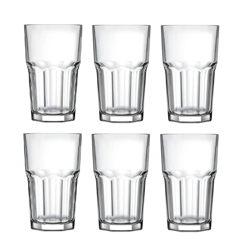 Kit 6 Copo de Vidro Bristol resistente 410ml transparente Vitaminas e tipos de Drinks