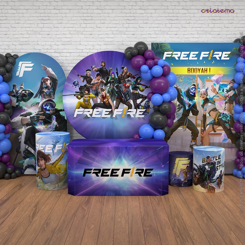 Decoração de Festa Free Fire: Painel de Festa e Capas Aniversário Free Fire Em Tecido Licenciado