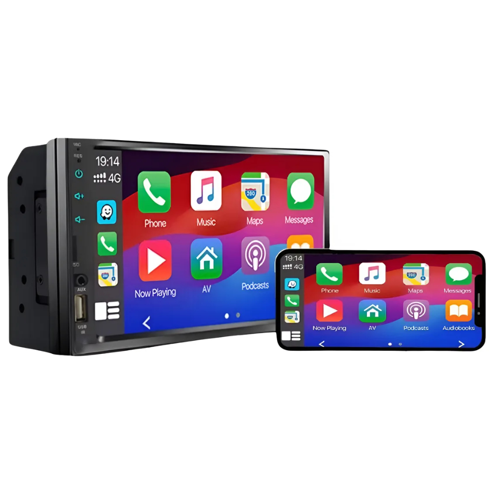 Multimídia 2 Din 7 Polegadas Car Play e Android Auto Sem Fio H-Tech HT-3827CA