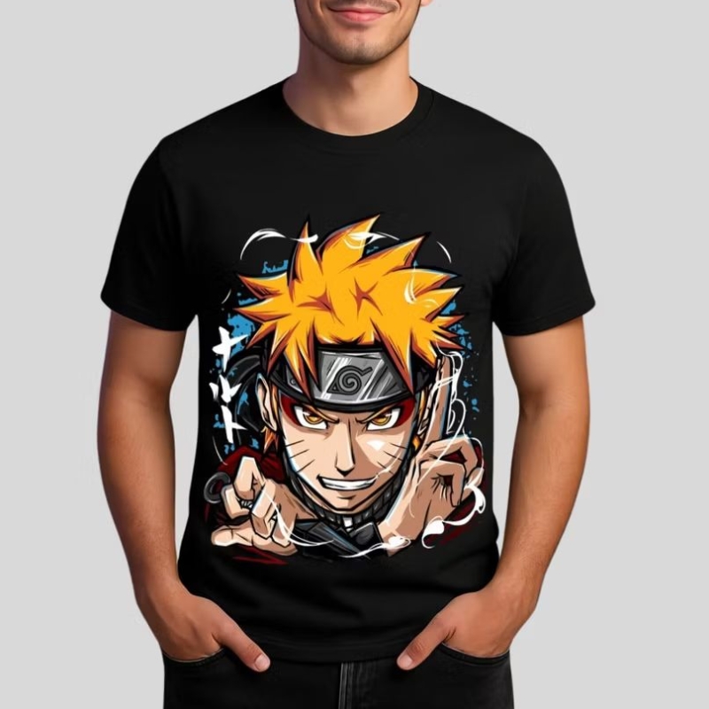 Camiseta Naruto Sennin Anime Unissex Preta 100% Algodão Premium