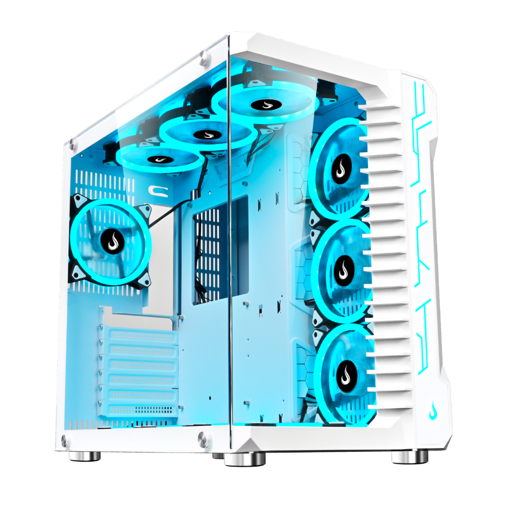 Gabinete PC Gamer Aquario | Rise Mode | Galaxy Glass White | Branco S/ Fan | ATX