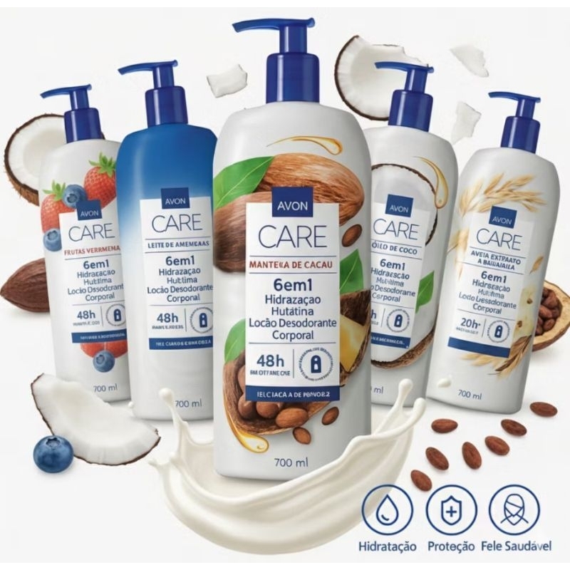 Loção Hidratante Desodorante Corporal Avon Care Manteiga de Cacau /Macadâmia /Frutas Vermelhas 700ml