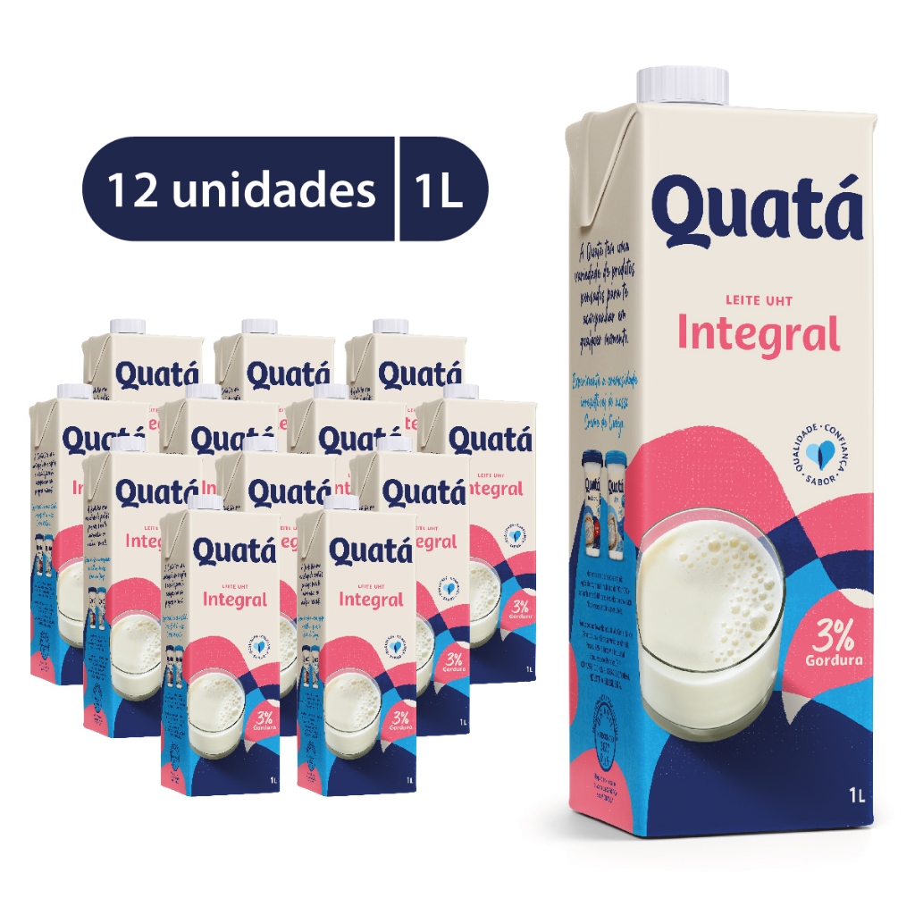 Kit Leite UHT Quatá Integral 1l em Oferta na Shopee