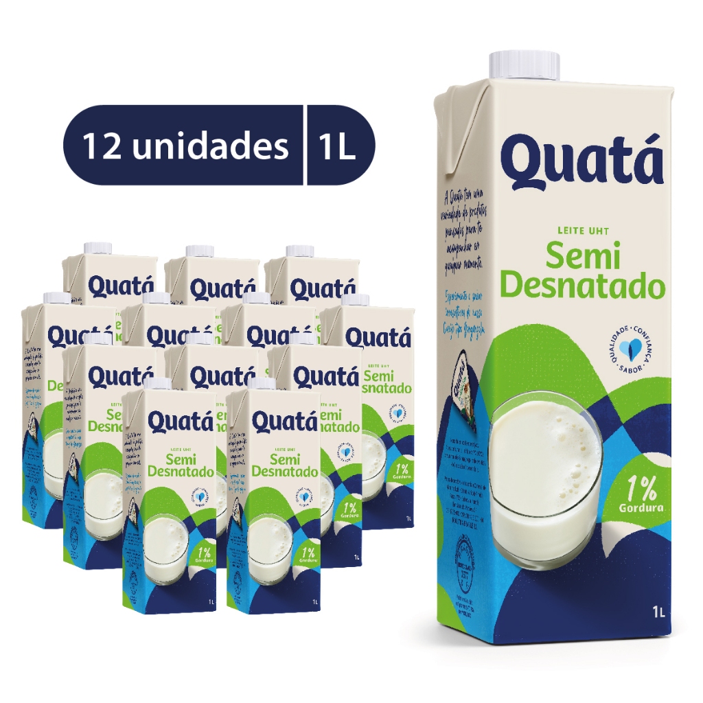 Kit Leite UHT Quatá Semidesnatado 1l