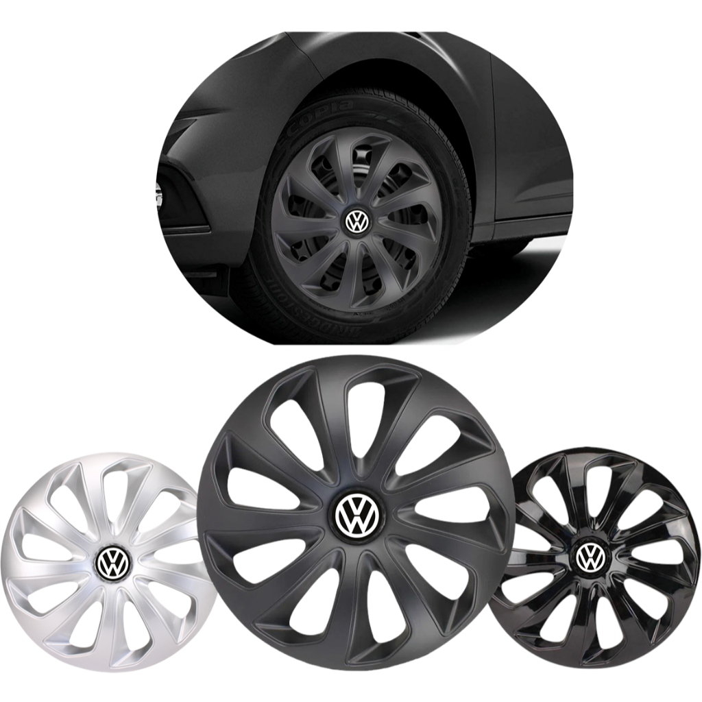 Conjunto de 4 Calotas Esportivas Velox Aro 13/14/15 VW Gol Bola G2 até G7 Up Fox Voyage Parati Bora Polo Saveiro
