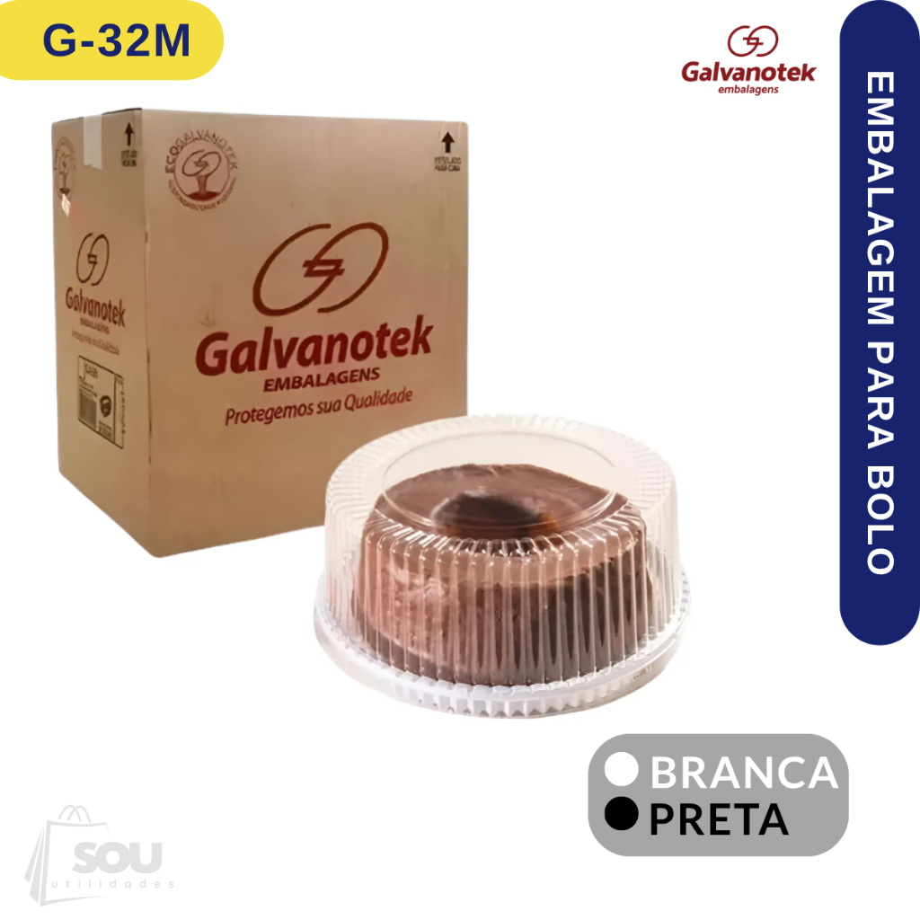 Embalagem para Bolos Tortas G32M Galvanotek / Média 0,750g - Embalagem Plástica Redonda