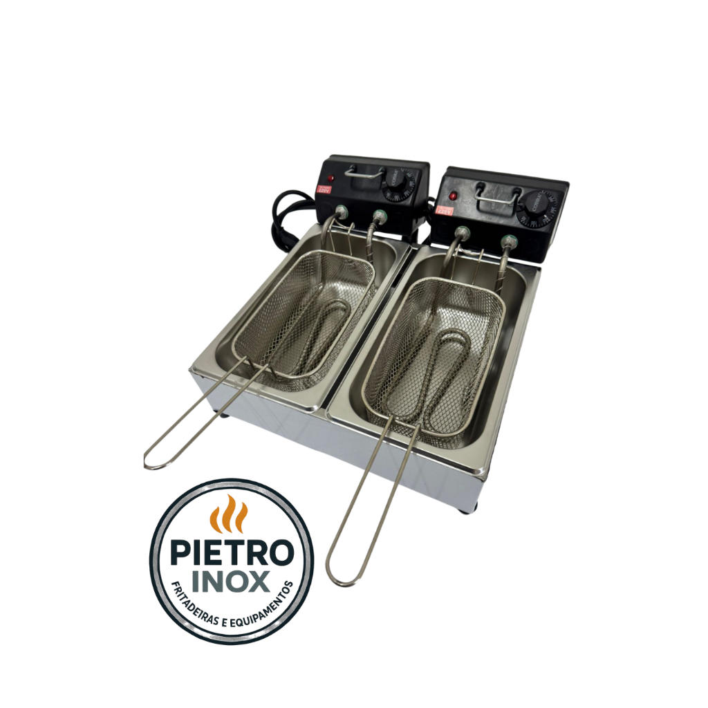FRITADEIRA ELÉTRICA 7 LITROS (3,5 LITROS CADA CUBA ) PARA BATATAS E FRITURAS EM GERAL