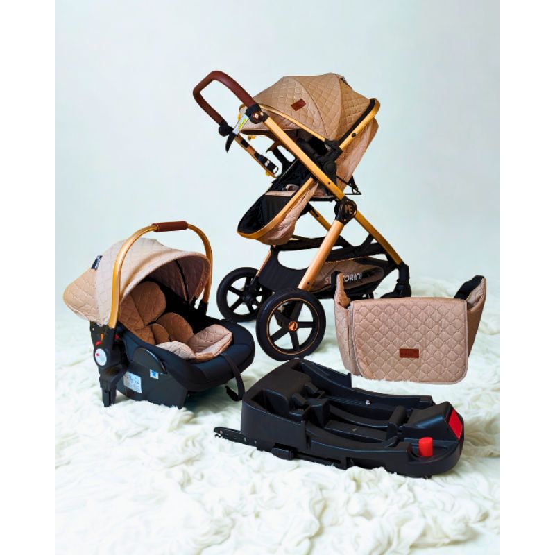 Kit Carrinho de bebê luxo europeu e bebê conforto acoplável com amortecedores menino menina + brinde