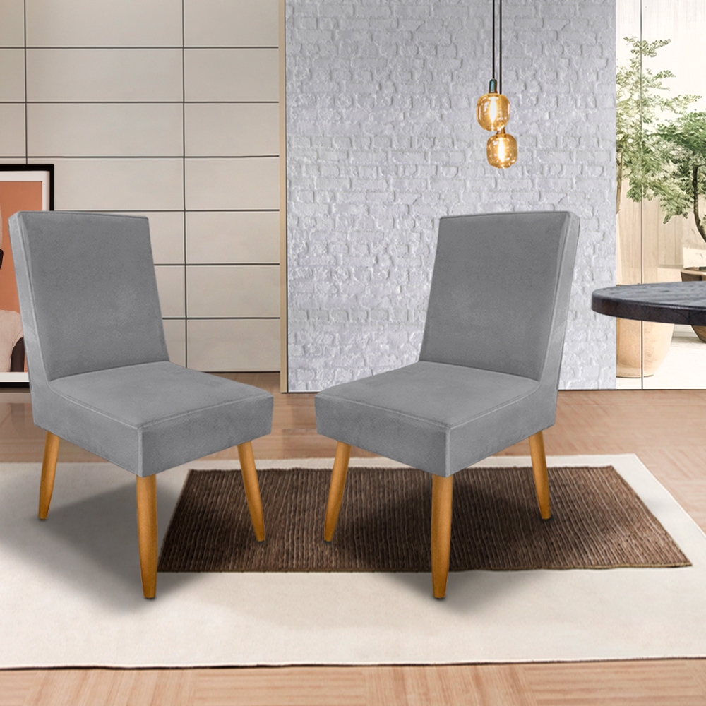 Kit 2 Cadeira Aurora - Cadeira de Jantar Aurora Pés Palito Suede - Trida Móveis em Oferta na Shopee
