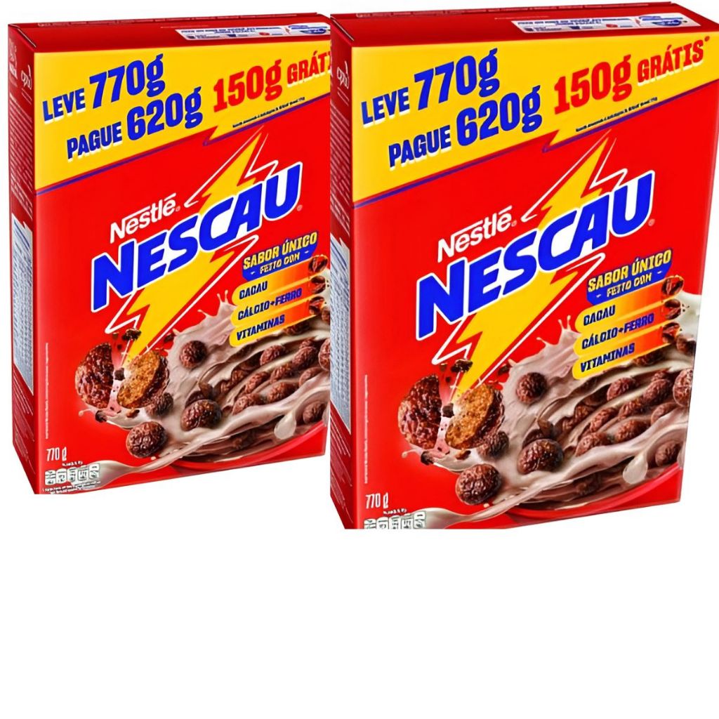 Kit com 2 Caixas de 770g Cereal Matinal Sabor Nescau Tradicional Nestlé