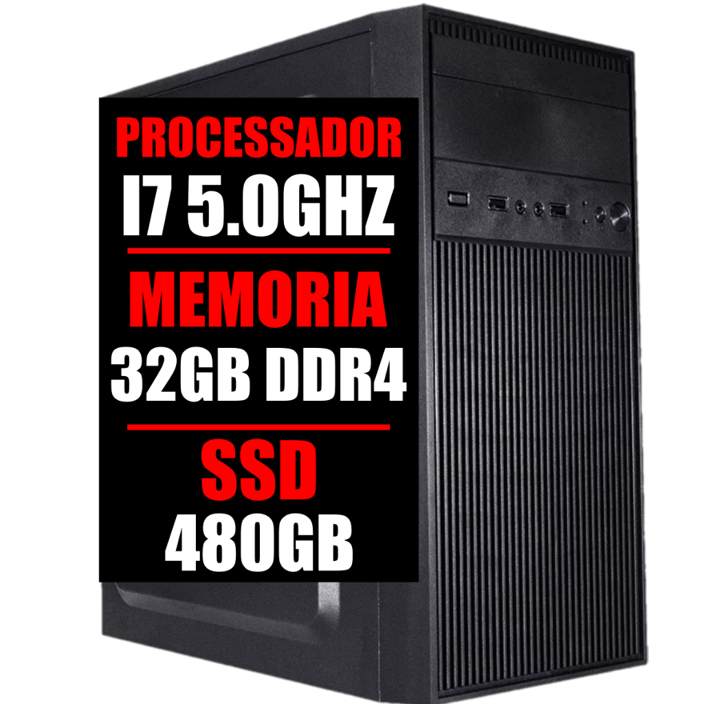 Pc Computador Intel Core i7 10 Geração 5.1Ghz, 32Gb Ddr4, Ssd 480Gb, Windows 11