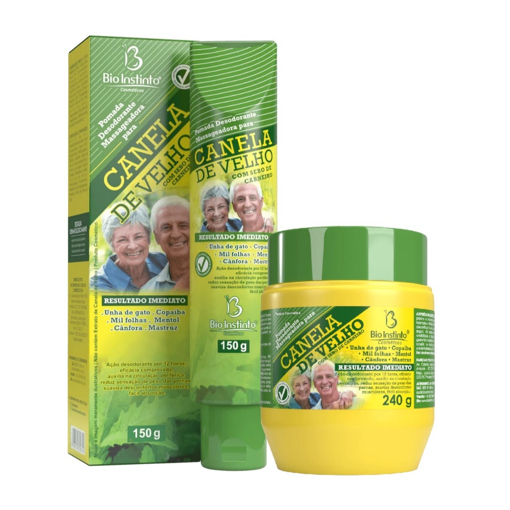 Kit Pomada Massageadora Canela de Velho Bisnaga 150g + Canela de Velho Pote 240g - Bio Instinto