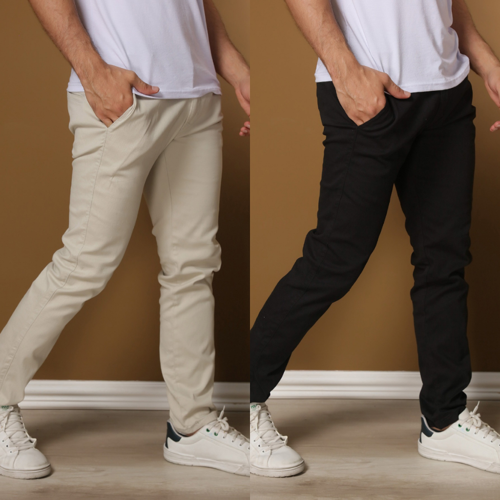 kit2 Calças Sarja Masculina Alfaiataria Esporte Fino Bolso Faca Bolso Embutido