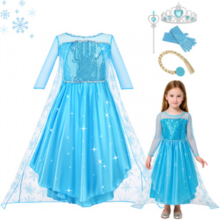 Fantasia Vestido Infantil Elsa Frozen Com Capa E Acessórios Festa Hallowen Crianças em Oferta na Shopee
