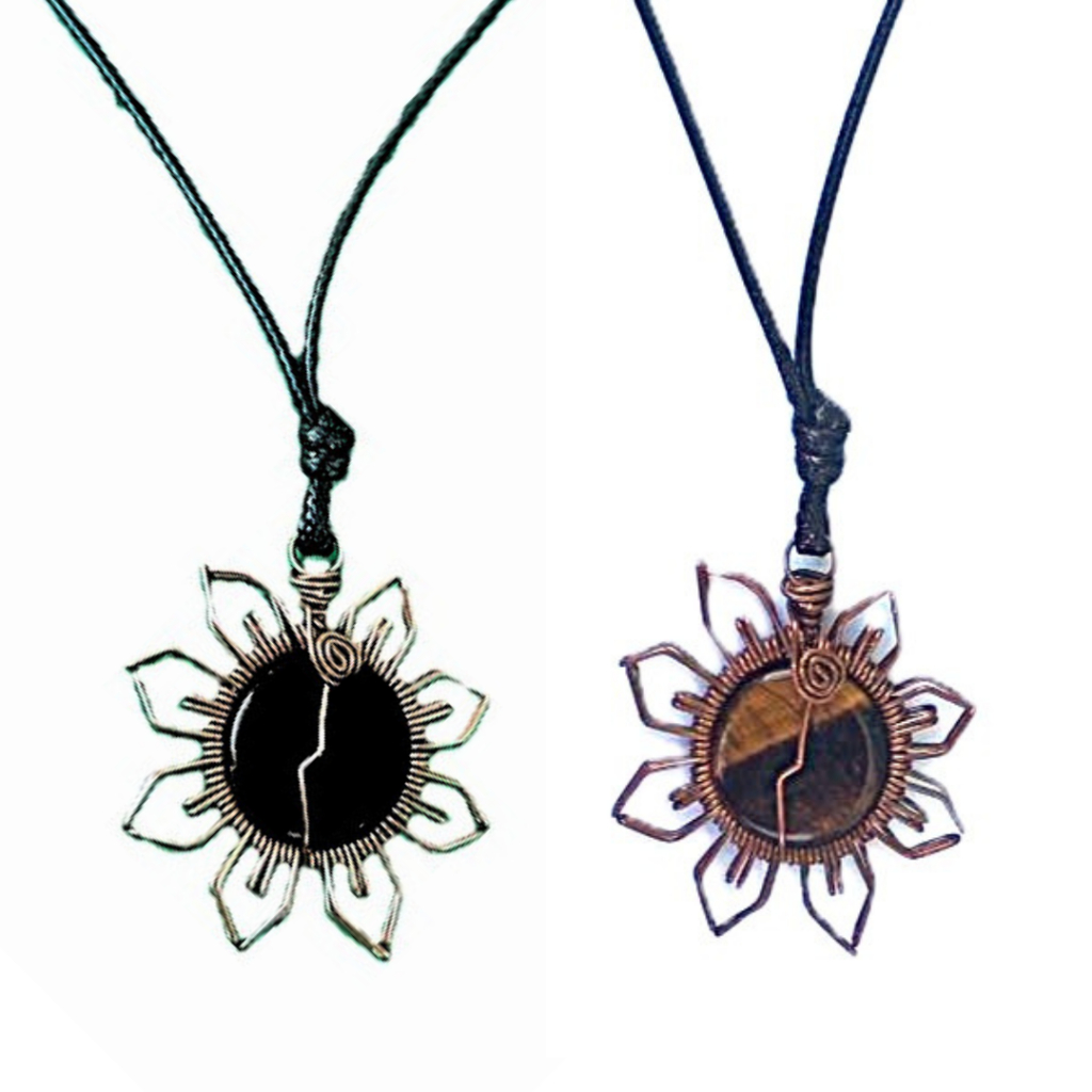 Colar Mandala Flor em Cobre com Pedra Natural