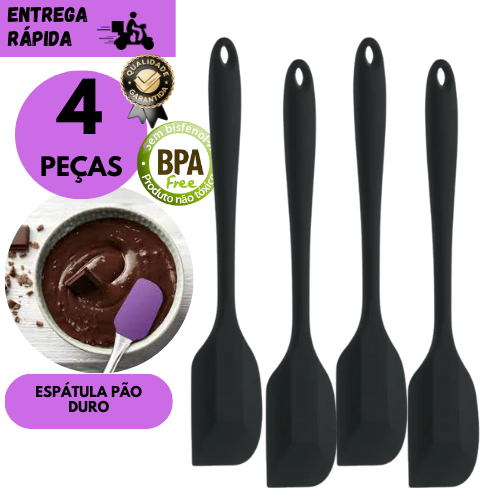 Kits 4/3 ou 2 Espátula Preta Pão Duro de Silicone Cozinha Confeitaria Misturar Massa Utensílio