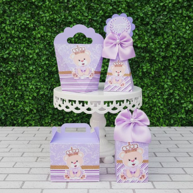 LEMBRANCINHAS FESTAS INFANTIS PERSONALIZADAS CHÁ DE BEBÊ URSINHA PRINCESA LILÁS / MIMOS / SEMI-MONTADAS