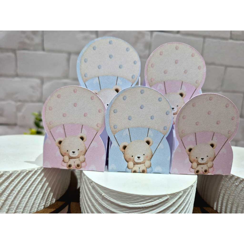 50 Forminhas De Doce Ursinho Chá Revelação Papel 180g Ursinho azul e rosa chá de Bebê