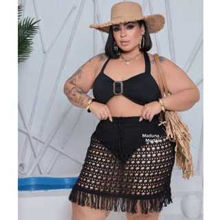 Saida de praia Saia plus size com franja saida de praia feminina plus size saia em Oferta na Shopee