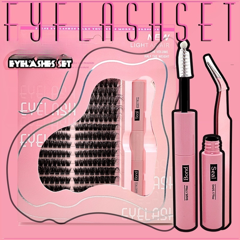 DIY Clusters Cílios 270 Feixes Extensão De Naturais 9-16mm D Curl 40D+50D+60D E 60D+80D+100D  Com Pinças+Cola025-048