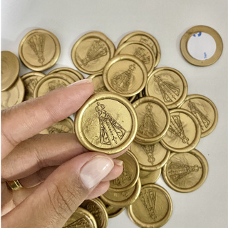 Lacre de Cera Dourado para Convite de Casamento com adesivo dupla face em Oferta na Shopee