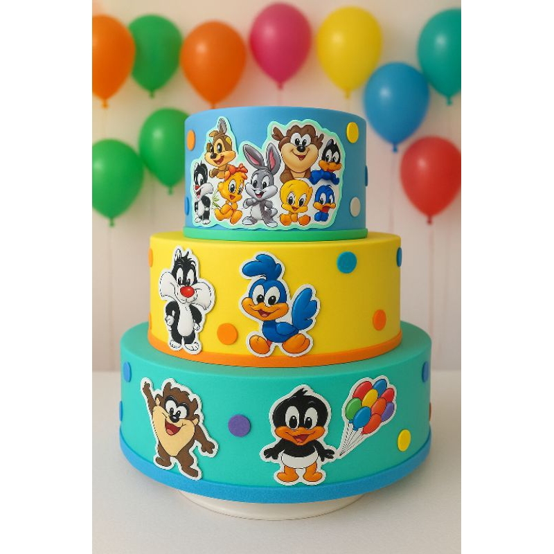 Bolo Fake 3 andares looney tunes baby em Oferta na Shopee