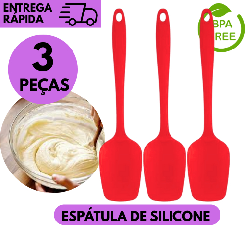 Kits  3/2 ou 1 Espátula de Silicone Multiuso Vermelha Para Confeitaria Cozinha Bolo Doces Utensílio