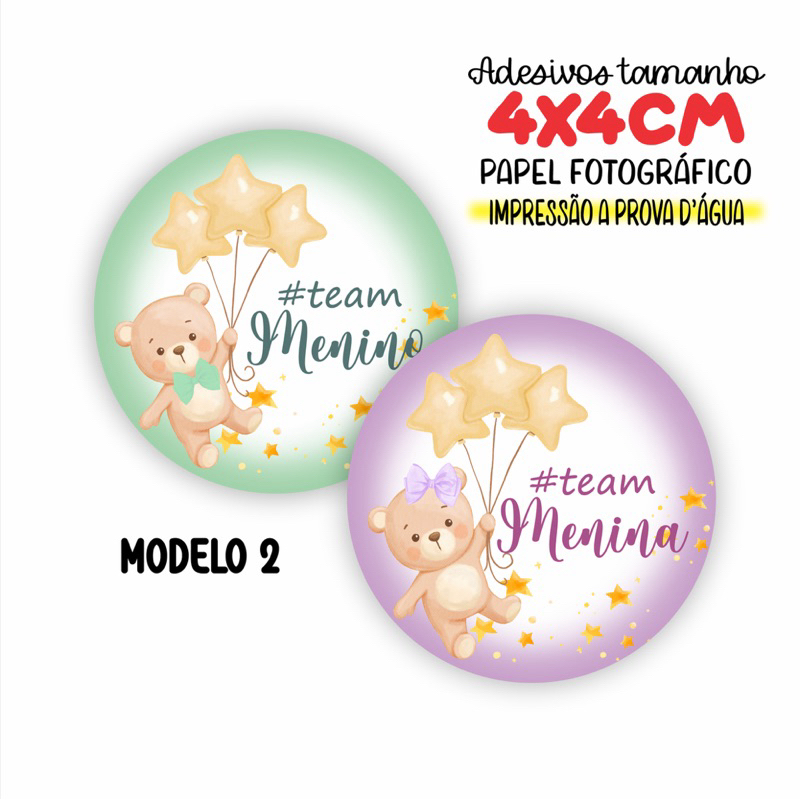 Adesivo chá revelação personalizado, 4cm, menino ou menina, festa lembrancinha, alta resolução,ursinhos