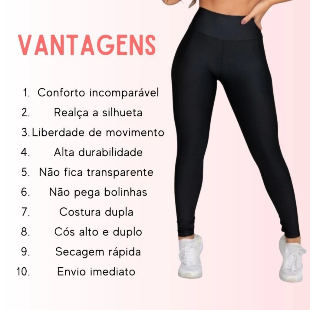 Kit com 3 Leggings Fitness Feminina Cintura Alta Academia Confortável Não Transparente P ao GG