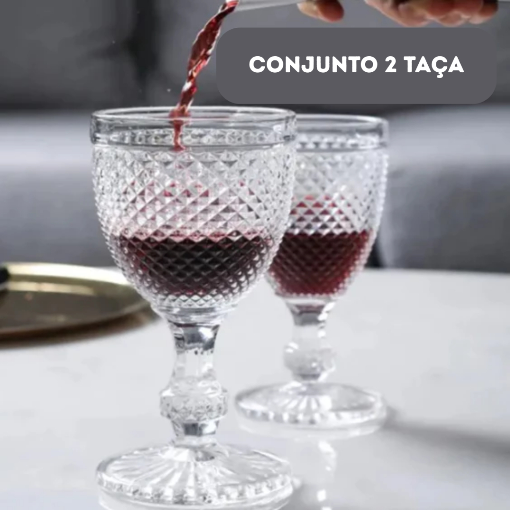 Conjunto Taça Vinho Cristal Transparente Estilo Bico Abacaxi 2 Unidades jogo kite vidro copo