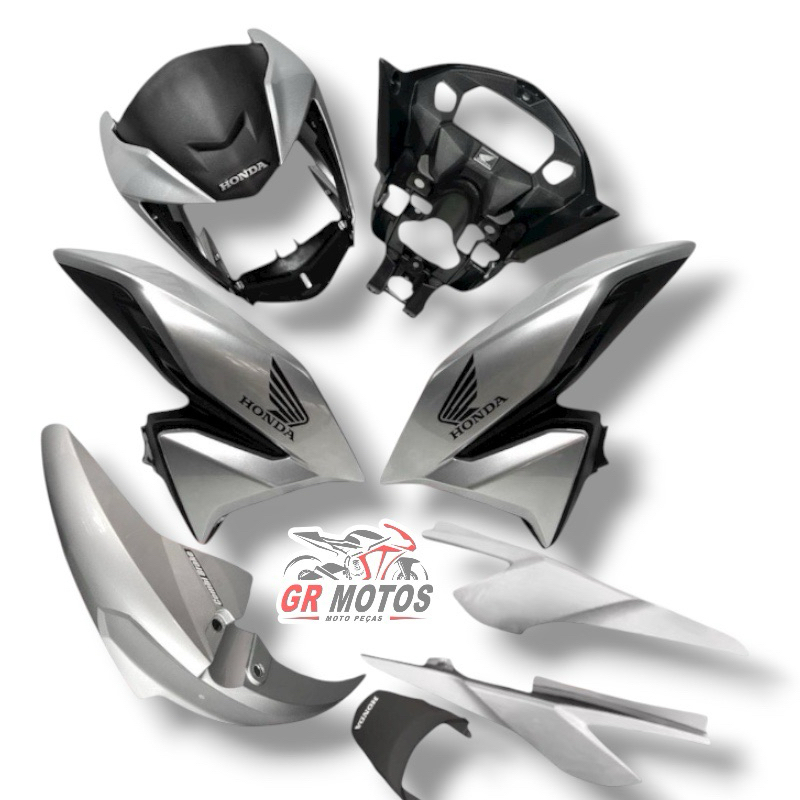 KIT CARENAGEM CG TITAN160 2022 PRATA FORCE em Oferta na Shopee