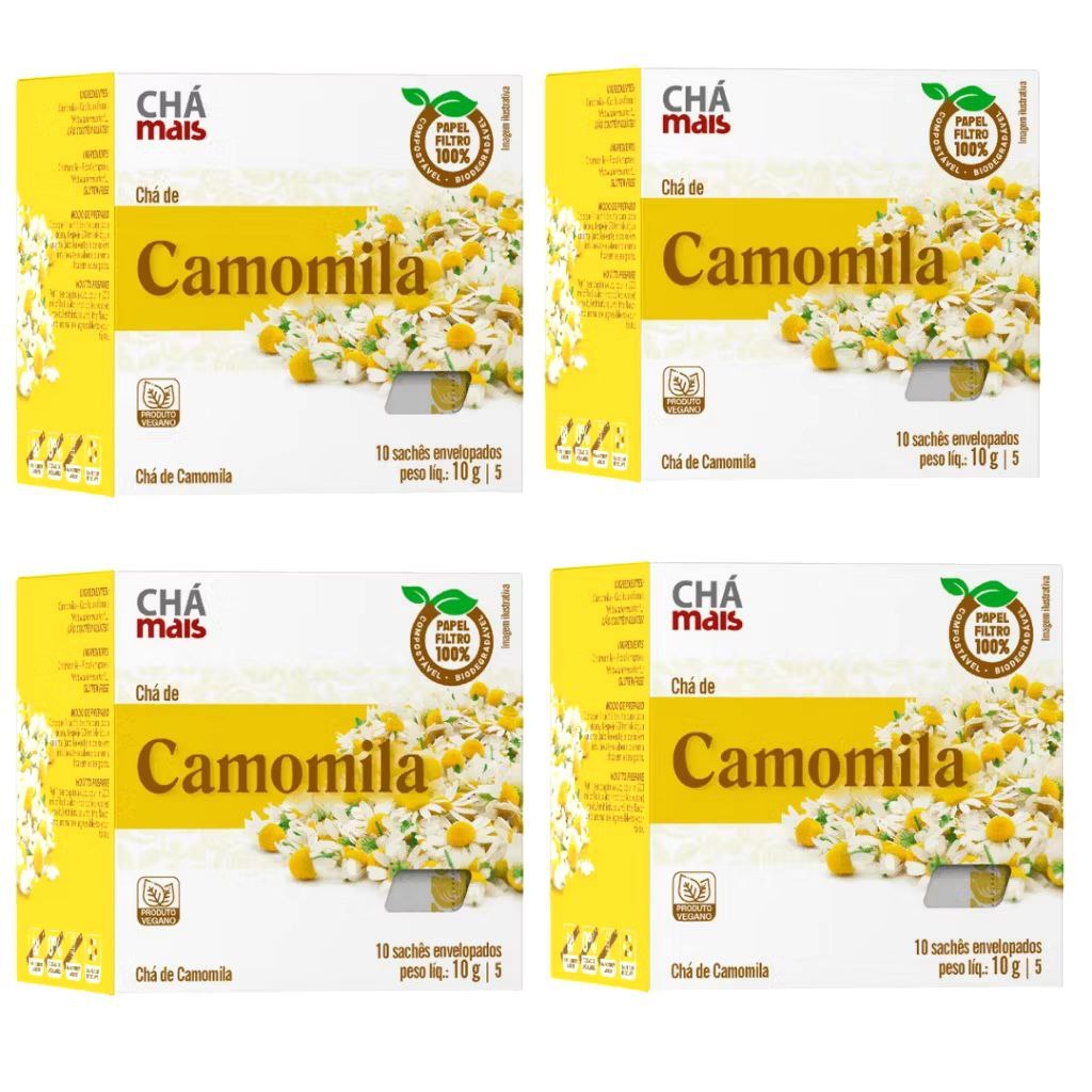 Kit 4x Chás de Camomila 10 Sachês cada - Chá Mais- Chá Mais