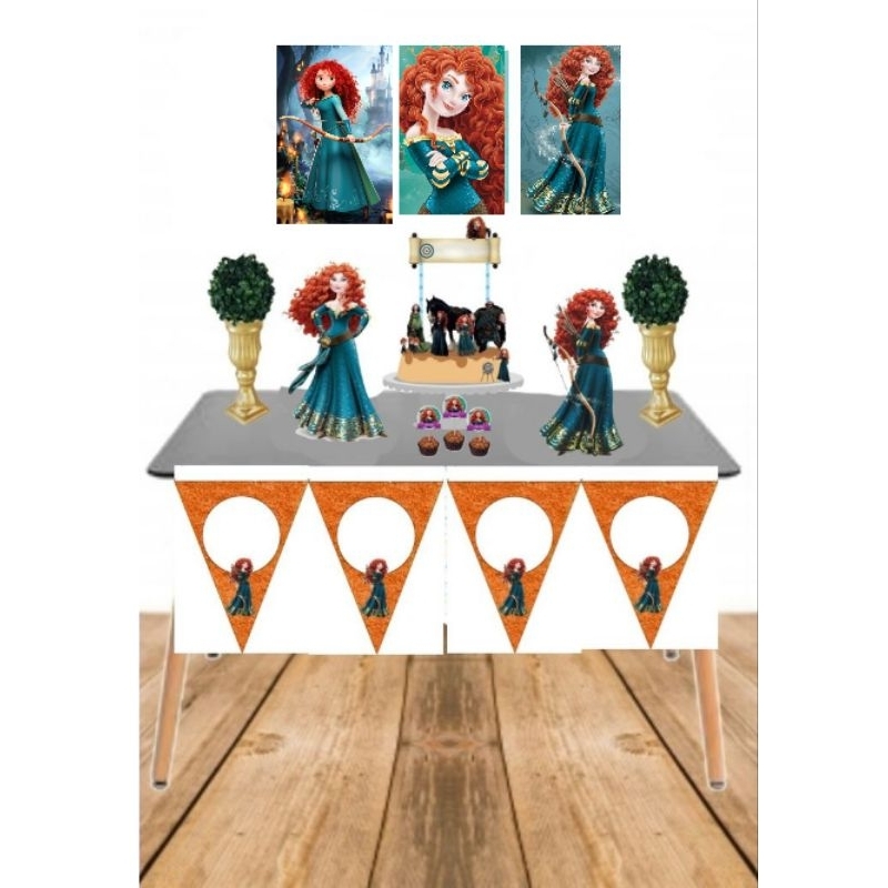 kit festa personalizado só um bolinho em casa princesa merida/valente/aniversário/mesversario