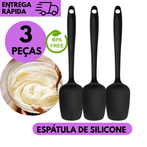 Kits 3/2 ou 1 Espátula de Silicone Multiuso Preta Para Cozinha Bolo Doces Sobremesas Confeitaria em Oferta na Shopee