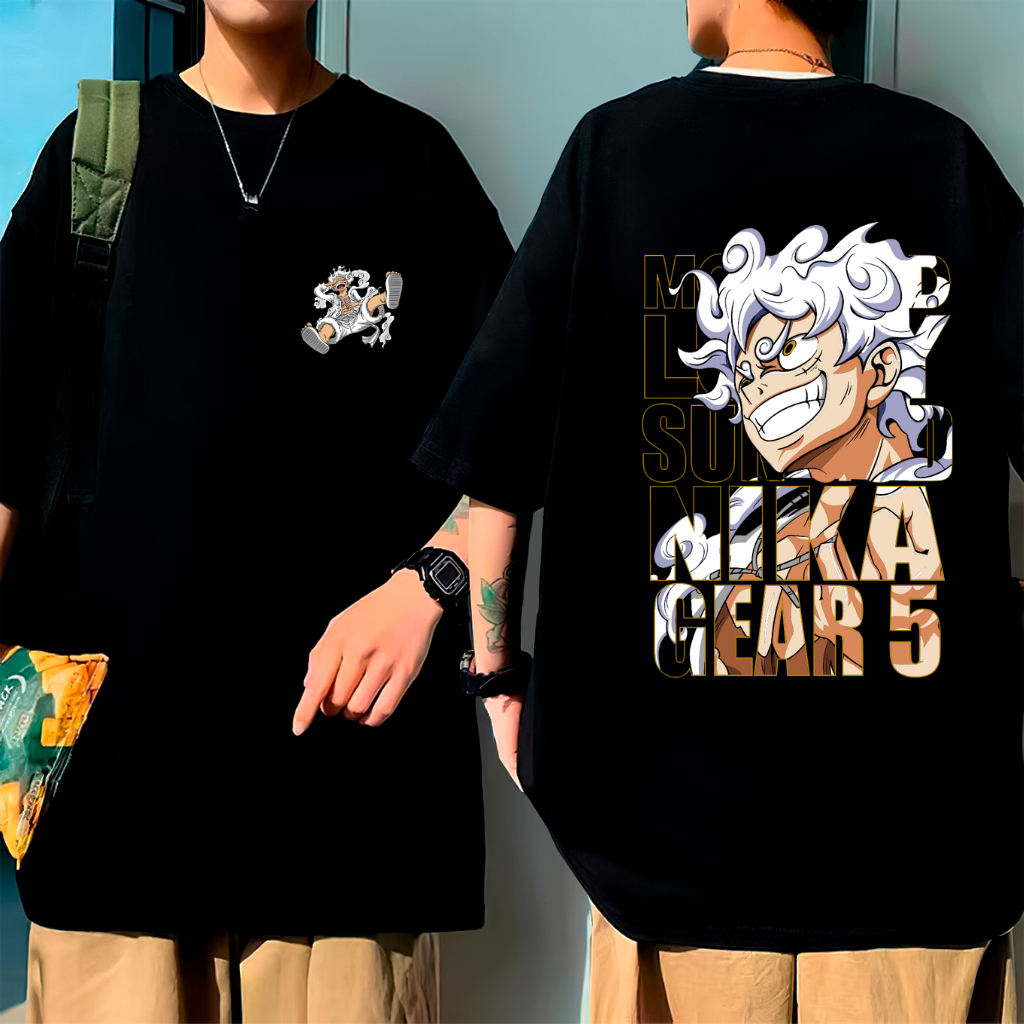 Camiseta Overiszed Camisa Algodão Anime Figure One Luffy Action Cosplay One Piece Luffy Gear 5