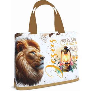 Bolsinha Porta Bíblia_Necessaire_30x20_Gospel_ Leão Judá_Versículos Bíblicos em Oferta na Shopee