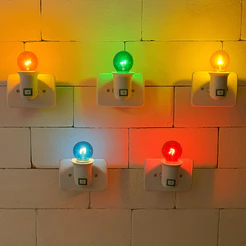 Abajur de tomada - LÂMPADAS COLORIDAS - Luz noturna soquete E27 - Ideal para quarto INFANTIL!
