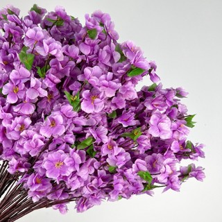 Buquê De Flores De Cerejeira Artificial , Flor De Pêssego , Decoração De Casamento 65cm A-504LILÁS