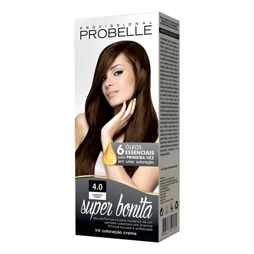 Tinta 4.0 Castanho Médio Super Bonita Tintura Probelle Super Bonita Castanho Médio 4.0 50g