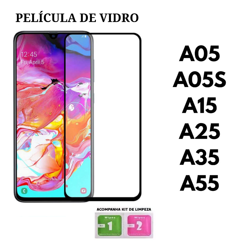 Película De Vidro 3D/9D Tempeado HD Para Samsung A05 A05S A15 A25 A35 A55