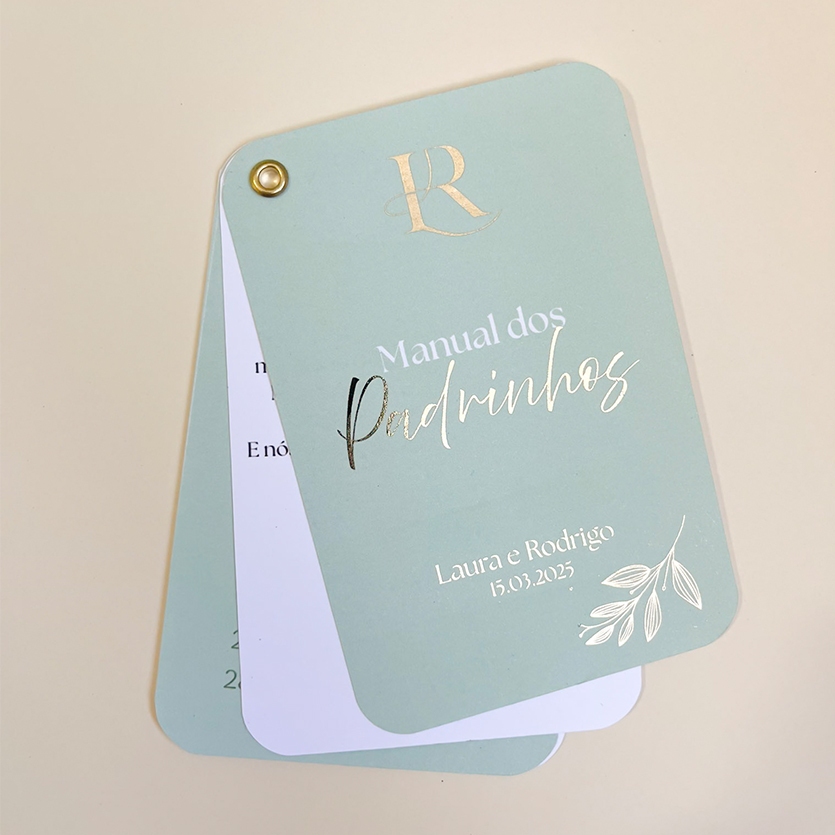 Manual Convite dos Padrinhos de Casamento com detalhes em dourado cores personalizáveis em Oferta na Shopee